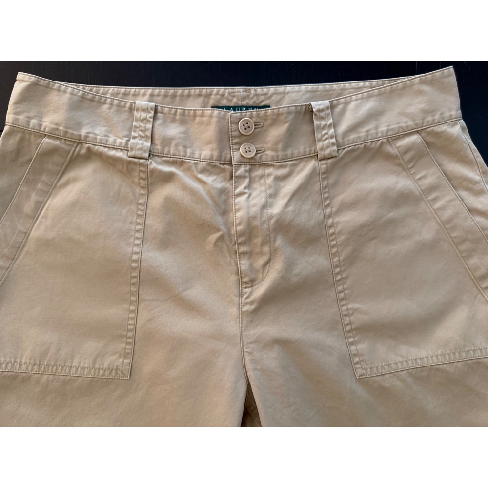 VTG Ralph Lauren Wide-Leg Chino‎ Pants Womens 10 Tan Lightweight Cotton Khaki